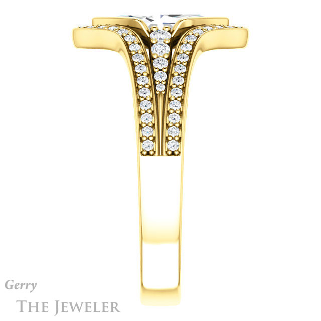 Marquise Cut Forever One Moissanite Engagement Ring #GTJ1060-marquise-fb-y 3 Marquise Cut Forever Brilliant Moissanite Engagement Ring #GTJ1060-marquise-fb-y