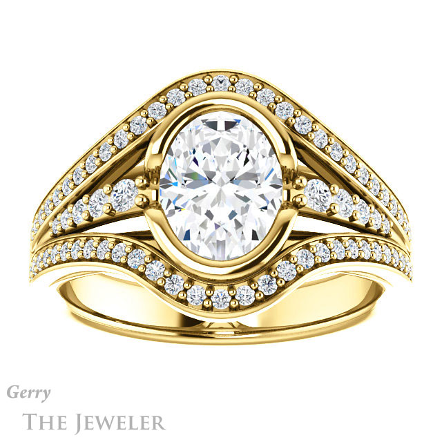 Oval Shaped Forever One Moissanite Engagement Ring #GTJ1060-oval-fo-y 1 Oval Shaped Forever One Moissanite Engagement Ring #GTJ1060-oval-fo-y