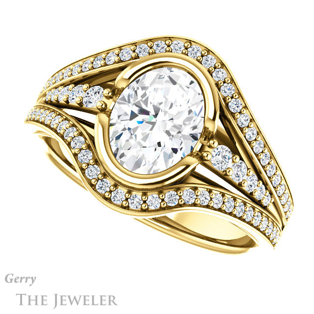 Oval Shaped Forever One Moissanite Engagement Ring #GTJ1060-oval-fo-y 5 Oval Shaped Forever One Moissanite Engagement Ring #GTJ1060-oval-fo-y