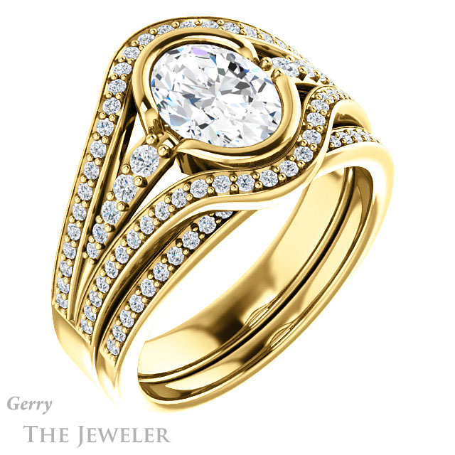 Oval Shaped Forever One Moissanite Engagement Ring #GTJ1060-oval-fo-y 6 Oval Shaped Forever One Moissanite Engagement Ring #GTJ1060-oval-fo-y
