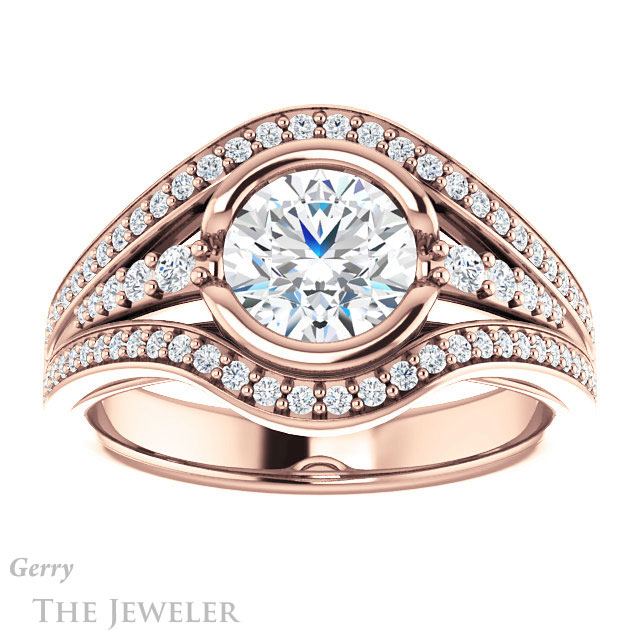 Round Cut Forever One Moissanite Engagement Ring #GTJ1060-round-fo-r 1 Round Cut Forever One Moissanite Engagement Ring #GTJ1060-round-fo-r