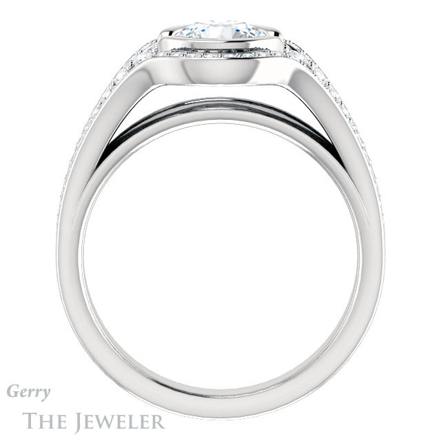 Round Cut Forever One Moissanite Engagement Ring #GTJ1060-round-fo-w