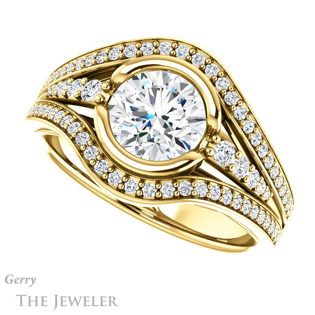 Round Cut Forever One Moissanite Engagement Ring #GTJ1060-round-fo-y 5 Round Cut Forever One Moissanite Engagement Ring #GTJ1060-round-fo-y