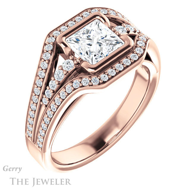 Princess Cut Forever One Moissanite Engagement Ring #GTJ1060-square-fo-r 4 Princess Cut Forever One Moissanite Engagement Ring #GTJ1060-square-fo-r