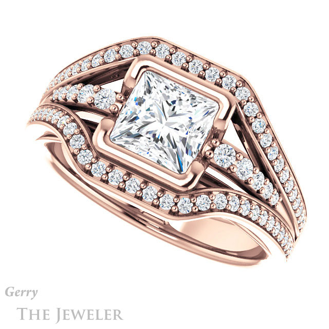 Princess Cut Forever One Moissanite Engagement Ring #GTJ1060-square-fo-r 5 Princess Cut Forever One Moissanite Engagement Ring #GTJ1060-square-fo-r