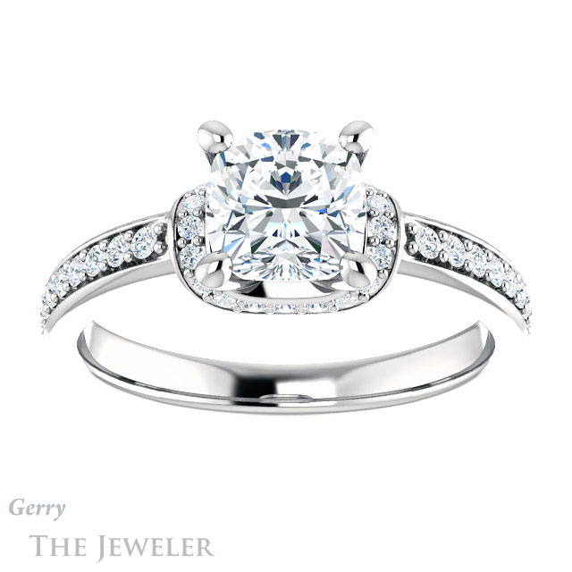 Cushion Cut Forever One Moissanite Engagement Ring #GTJ1061-cushion-fo-w