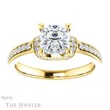 Cushion Cut Forever One Moissanite Engagement Ring #GTJ1061-cushion-fo-y 1 Cushion Cut Forever One Moissanite Engagement Ring #GTJ1061-cushion-fo-y