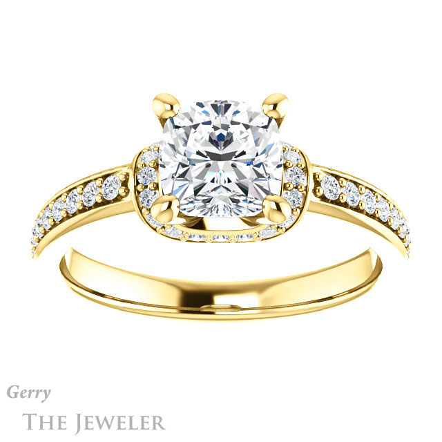 Cushion Cut Forever One Moissanite Engagement Ring #GTJ1061-cushion-fo-y