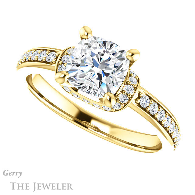 Cushion Cut Forever One Moissanite Engagement Ring #GTJ1061-cushion-fo-y 5 Cushion Cut Forever One Moissanite Engagement Ring #GTJ1061-cushion-fo-y