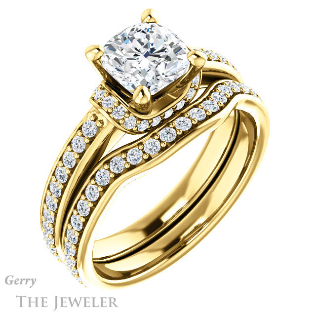 Cushion Cut Forever One Moissanite Engagement Ring #GTJ1061-cushion-fo-y 6 Cushion Cut Forever One Moissanite Engagement Ring #GTJ1061-cushion-fo-y
