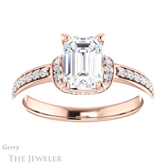 Emerald Cut Forever Brilliant Moissanite Engagement Ring #GTJ1061-emerald-fb-r