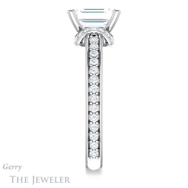 Emerald Cut Forever One Moissanite Engagement Ring #GTJ1061-emerald-fb-w 3 Emerald Cut Forever Brilliant Moissanite Engagement Ring #GTJ1061-emerald-fb-w