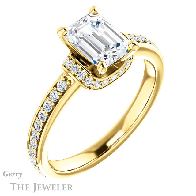 Emerald Cut Forever Brilliant Moissanite Engagement Ring #GTJ1061-emerald-fb-y