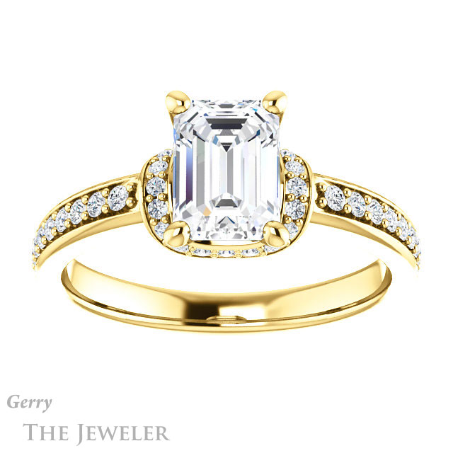 Emerald Cut Forever Brilliant Moissanite Engagement Ring #GTJ1061-emerald-fb-y