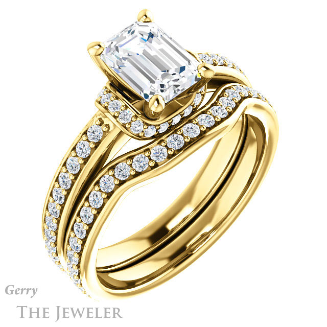 Emerald Cut Forever Brilliant Moissanite Engagement Ring #GTJ1061-emerald-fb-y
