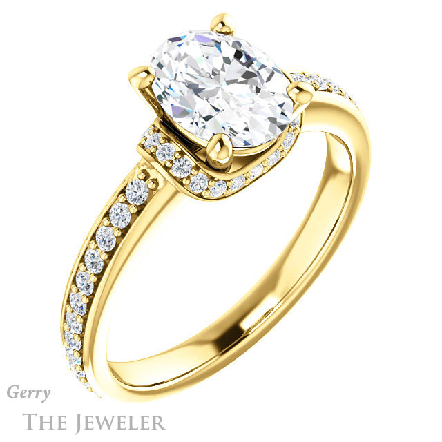 Oval Shaped Forever One Moissanite Engagement Ring #GTJ1061-oval-fo-y 4 Oval Shaped Forever One Moissanite Engagement Ring #GTJ1061-oval-fo-y
