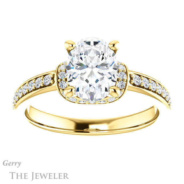 Oval Shaped Forever One Moissanite Engagement Ring #GTJ1061-oval-fo-y 1 Oval Shaped Forever One Moissanite Engagement Ring #GTJ1061-oval-fo-y