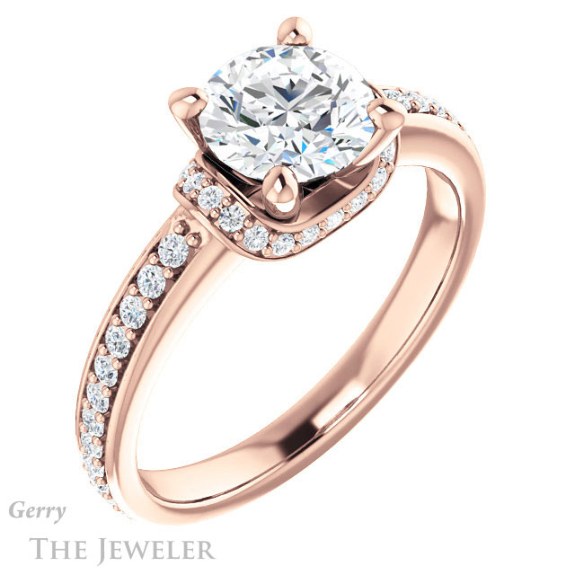 Round Cut Forever One Moissanite Engagement Ring #GTJ1061-round-fo-r