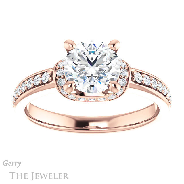 Round Cut Forever One Moissanite Engagement Ring #GTJ1061-round-fo-r