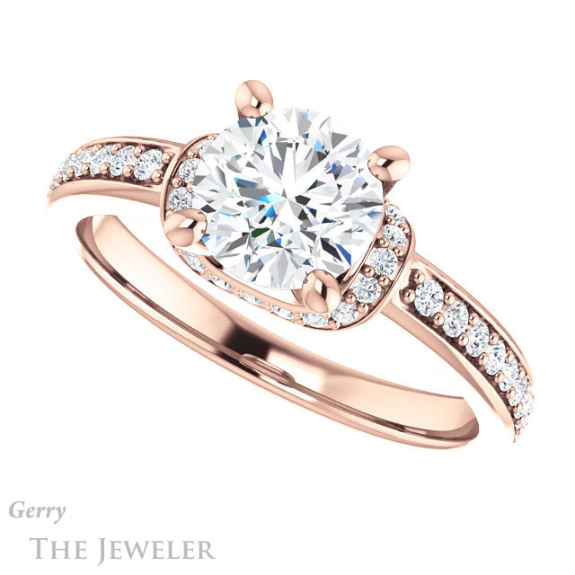 Round Cut Forever One Moissanite Engagement Ring #GTJ1061-round-fo-r