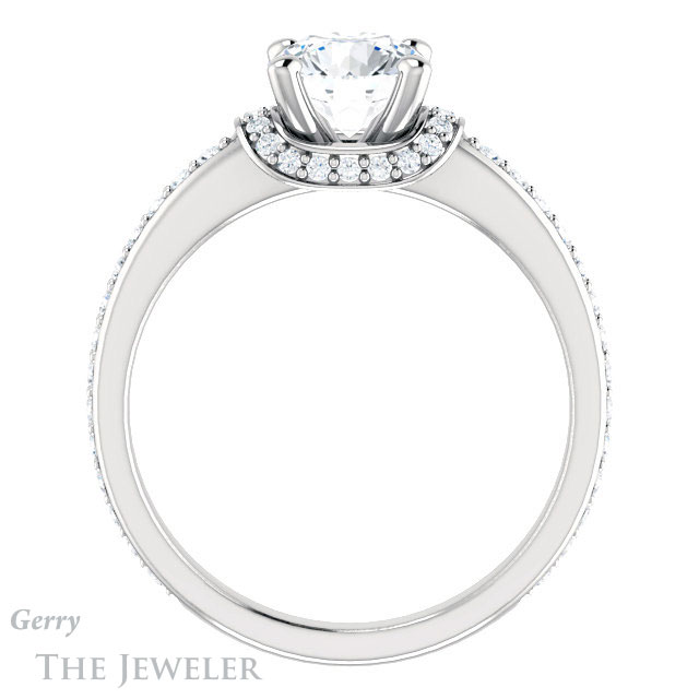 Round Cut Forever One Moissanite Engagement Ring #GTJ1061-round-fo-w