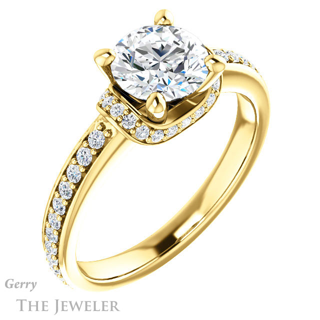 Round Cut Forever One Moissanite Engagement Ring #GTJ1061-round-fo-y 4 Round Cut Forever One Moissanite Engagement Ring #GTJ1061-round-fo-y