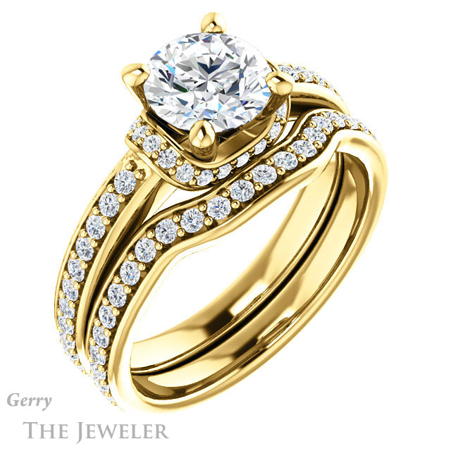 Round Cut Forever One Moissanite Engagement Ring #GTJ1061-round-fo-y 6 Round Cut Forever One Moissanite Engagement Ring #GTJ1061-round-fo-y