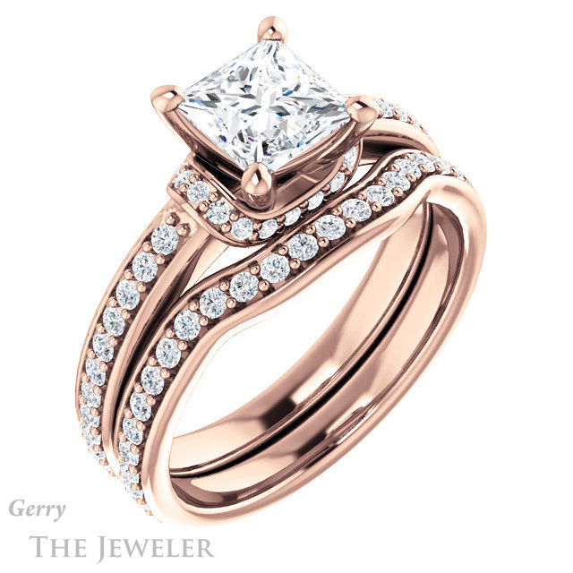 Princess Cut Forever One Moissanite Engagement Ring #GTJ1061-square-fo-r