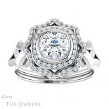 Cushion Cut Forever One Moissanite Engagement Ring #GTJ1062-cushion-fo-w 1 Cushion Cut Forever One Moissanite Engagement Ring #GTJ1062-cushion-fo-w