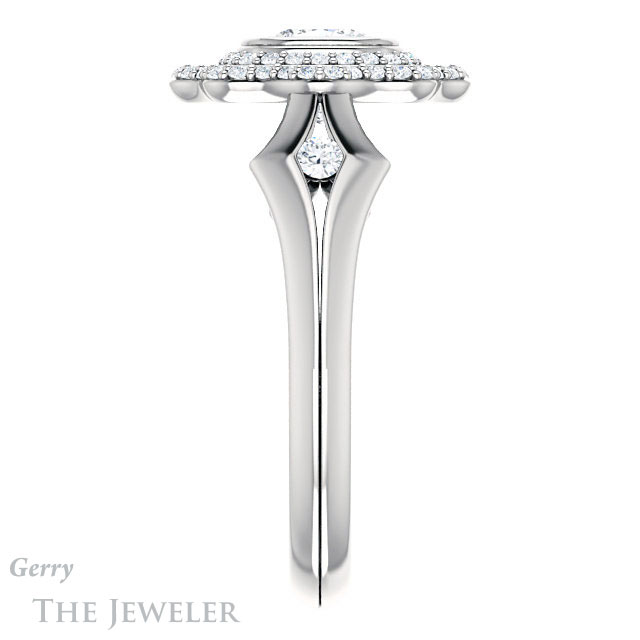 Cushion Cut Forever One Moissanite Engagement Ring #GTJ1062-cushion-fo-w 3 Cushion Cut Forever One Moissanite Engagement Ring #GTJ1062-cushion-fo-w