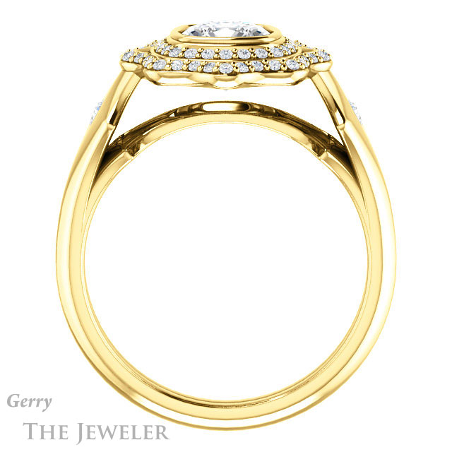 Cushion Cut Forever One Moissanite Engagement Ring #GTJ1062-cushion-fo-y