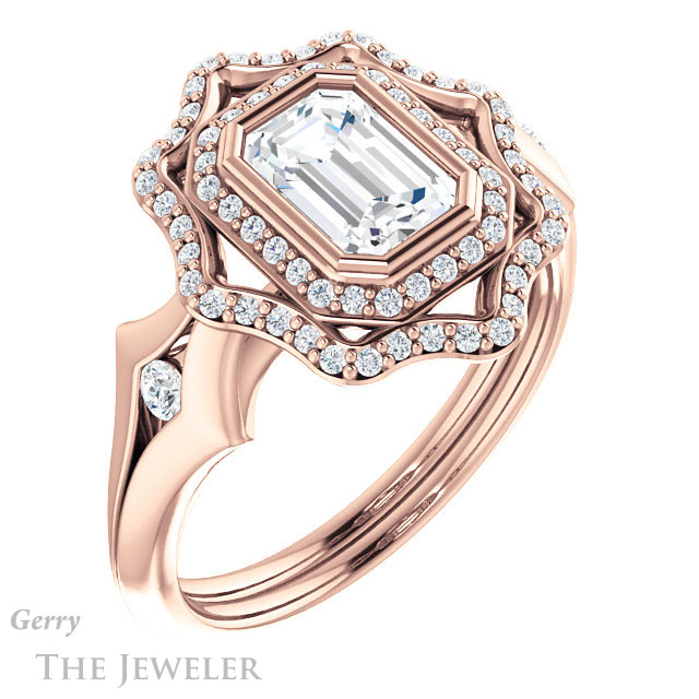 Emerald Cut Forever Brilliant Moissanite Engagement Ring #GTJ1062-emerald-fb-r