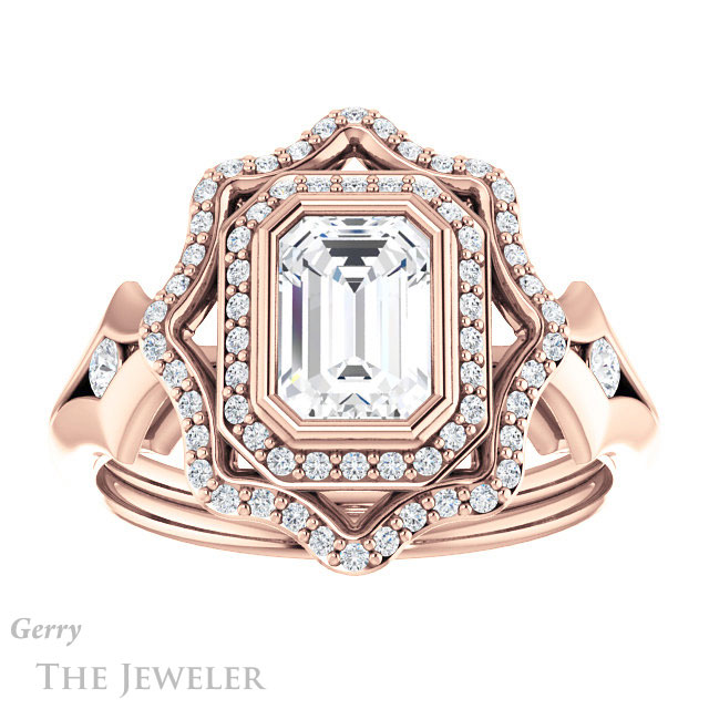 Emerald Cut Forever Brilliant Moissanite Engagement Ring #GTJ1062-emerald-fb-r