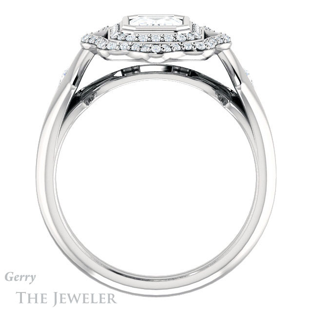 Emerald Cut Forever Brilliant Moissanite Engagement Ring #GTJ1062-emerald-fb-w