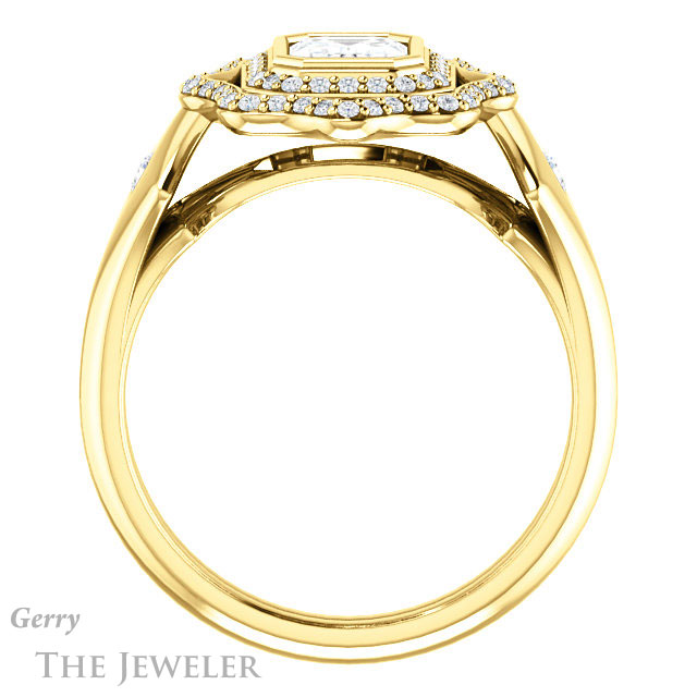 Emerald Cut Forever Brilliant Moissanite Engagement Ring #GTJ1062-emerald-fb-y