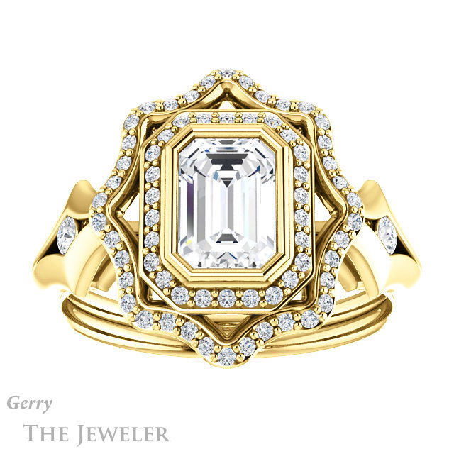Emerald Cut Forever Brilliant Moissanite Engagement Ring #GTJ1062-emerald-fb-y