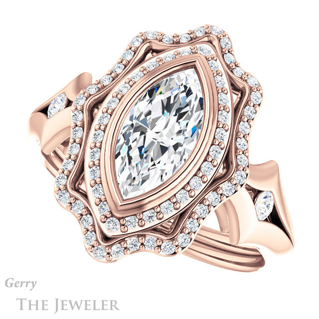 Marquise Cut Forever Brilliant Moissanite Engagement Ring #GTJ1062-marquise-fb-r