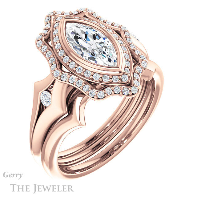 Marquise Cut Forever Brilliant Moissanite Engagement Ring #GTJ1062-marquise-fb-r