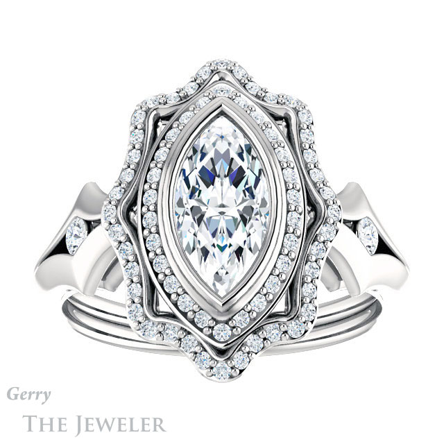 Marquise Cut Forever Brilliant Moissanite Engagement Ring #GTJ1062-marquise-fb-w