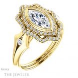 Marquise Cut Forever One Moissanite Engagement Ring #GTJ1062-marquise-fb-y 4 Marquise Cut Forever Brilliant Moissanite Engagement Ring #GTJ1062-marquise-fb-y