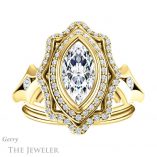 Marquise Cut Forever One Moissanite Engagement Ring #GTJ1062-marquise-fb-y 1 Marquise Cut Forever Brilliant Moissanite Engagement Ring #GTJ1062-marquise-fb-y