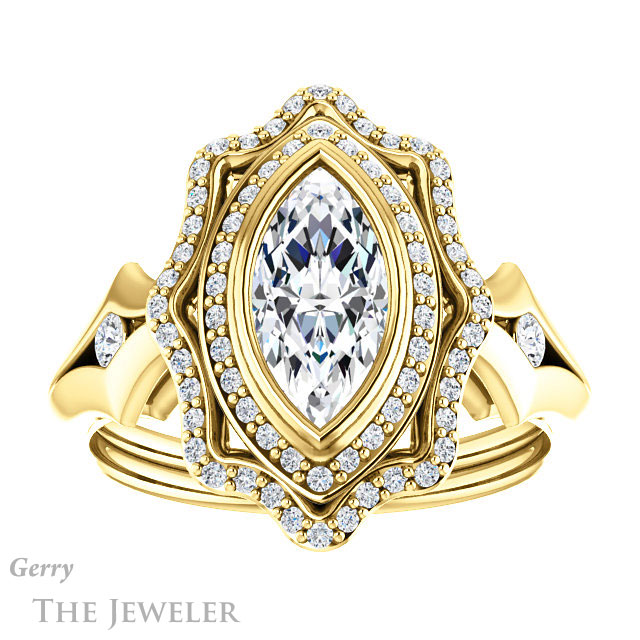 Marquise Cut Forever Brilliant Moissanite Engagement Ring #GTJ1062-marquise-fb-y