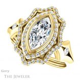 Marquise Cut Forever One Moissanite Engagement Ring #GTJ1062-marquise-fb-y 5 Marquise Cut Forever Brilliant Moissanite Engagement Ring #GTJ1062-marquise-fb-y