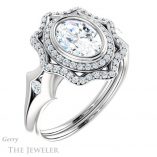 Oval Shaped Forever One Moissanite Engagement Ring #GTJ1062-oval-fo-w 4 Oval Shaped Forever One Moissanite Engagement Ring #GTJ1062-oval-fo-w
