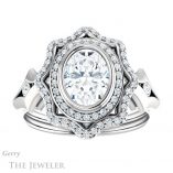 Oval Shaped Forever One Moissanite Engagement Ring #GTJ1062-oval-fo-w 1 Oval Shaped Forever One Moissanite Engagement Ring #GTJ1062-oval-fo-w
