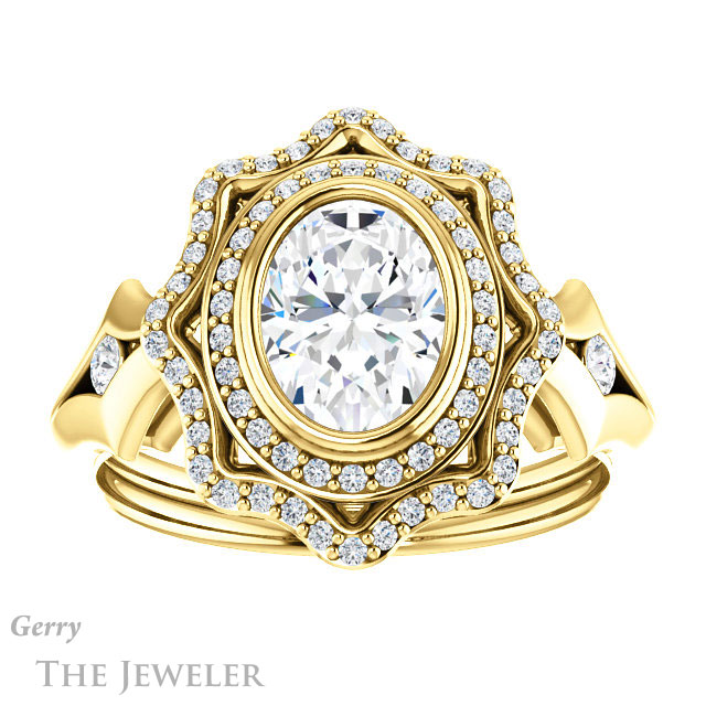 Oval Shaped Forever One Moissanite Engagement Ring #GTJ1062-oval-fo-y 1 Oval Shaped Forever One Moissanite Engagement Ring #GTJ1062-oval-fo-y