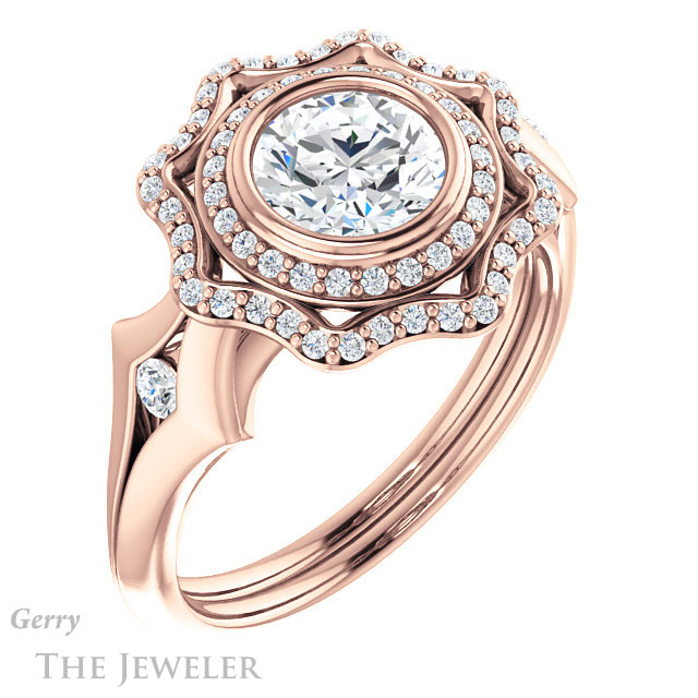 Round Cut Forever One Moissanite Engagement Ring #GTJ1062-round-fo-r 4 Round Cut Forever One Moissanite Engagement Ring #GTJ1062-round-fo-r