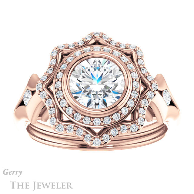 Round Cut Forever One Moissanite Engagement Ring #GTJ1062-round-fo-r