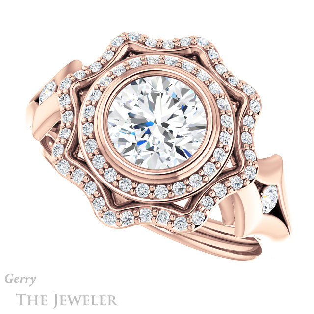 Round Cut Forever One Moissanite Engagement Ring #GTJ1062-round-fo-r 5 Round Cut Forever One Moissanite Engagement Ring #GTJ1062-round-fo-r