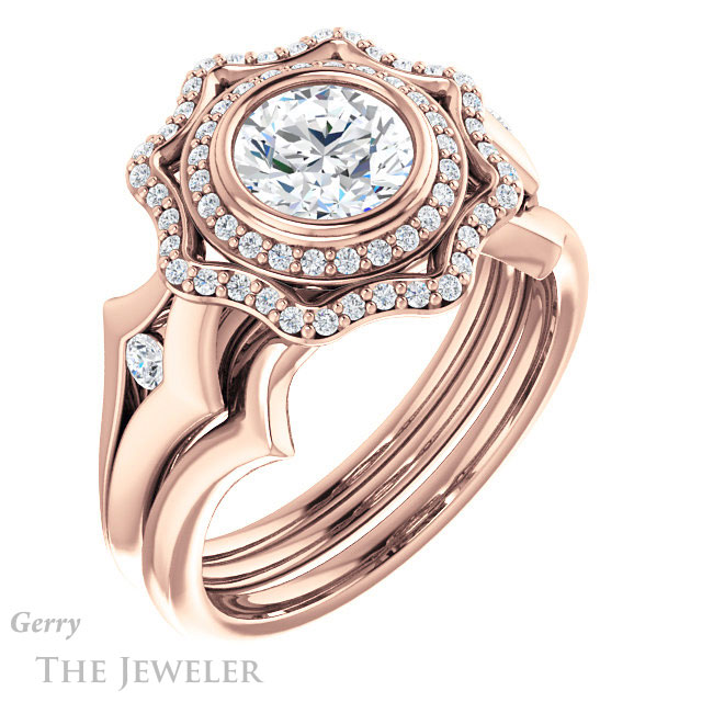 Round Cut Forever One Moissanite Engagement Ring #GTJ1062-round-fo-r 6 Round Cut Forever One Moissanite Engagement Ring #GTJ1062-round-fo-r